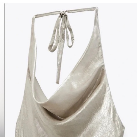 ZARA Silver Metallic Halter Mini Dress - Picture 10 of 10